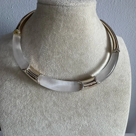 Alexis Bittar Clear Lucite & Gold-Tone Open Collar Necklace